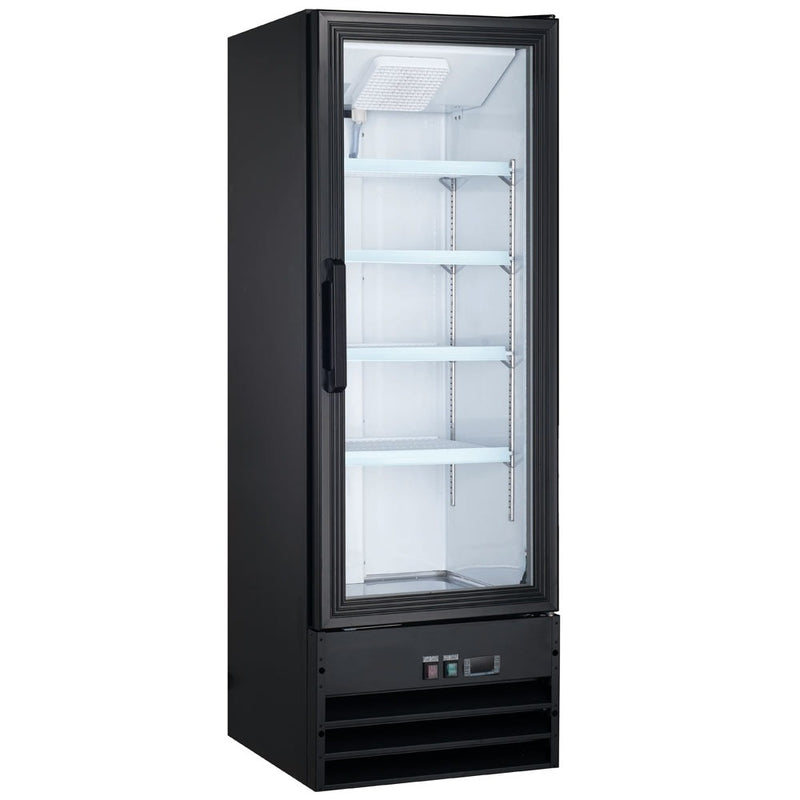 G10-B 21″ Single Glass Swing Door Merchandiser Refrigerator - Black