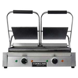 PG-2 22" Double Commercial Panini / Sandwich Press, Grooved Surface, 18.5" x 10" Cooking Surface, 12