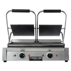 PG-2 22" Double Commercial Panini / Sandwich Press, Grooved Surface, 18.5" x 10" Cooking Surface, 120v