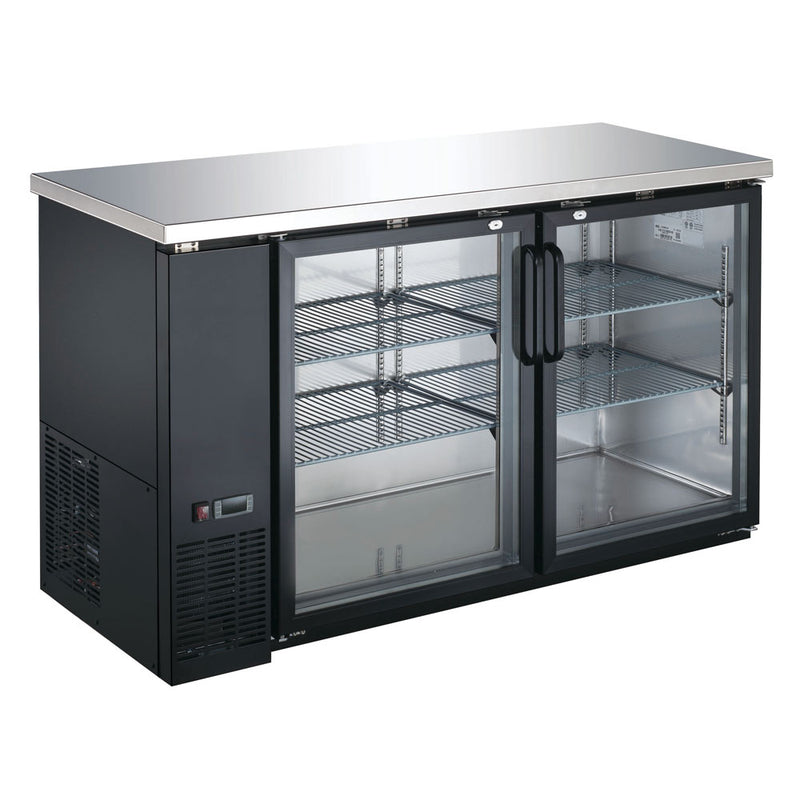 CBB-60G 60" Black Counter Height Narrow Glass Door Back Bar Refrigerator