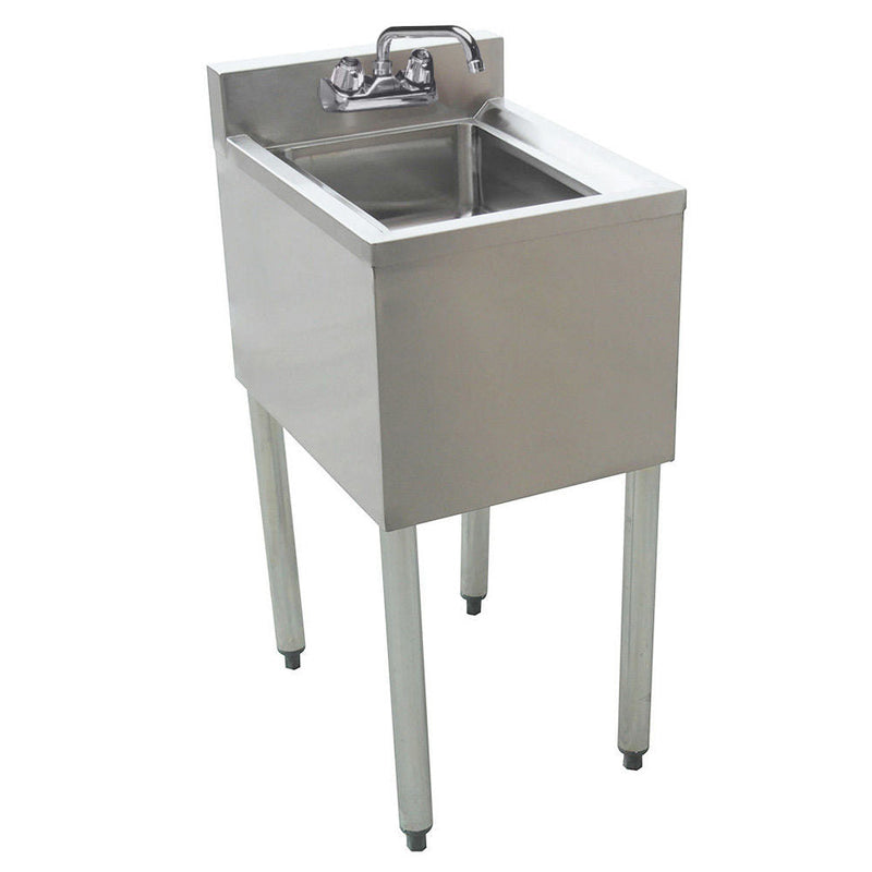 Stainless Steel 1 Bowl Underbar Hand Sink with Faucet- 14" x 18"