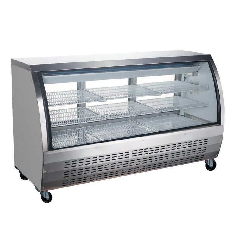 DC64-SS 64" Stainless Steel Curved Glass Refrigerated Deli Display Case