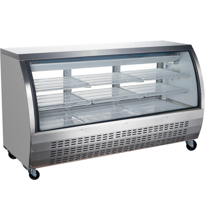 DC80-SS 80" Stainless Steel Curved Glass Refrigerated Deli Display Case