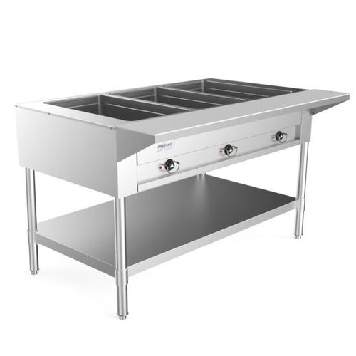 EST48-3O 48" Three Pan Open Well Electric Hot Food Steam Table with Undershelf - 120V, 1500W