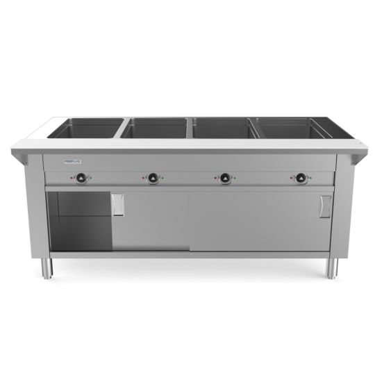 60" Four Well Electric Hot Food Steam Table with Enclosed Base and Sliding Doors - 208/240V, 3000W