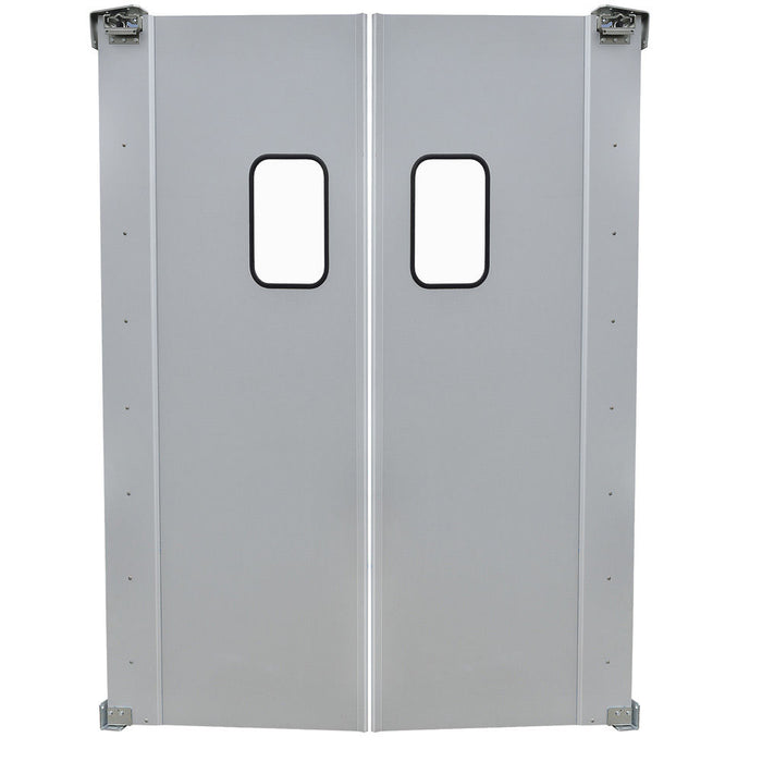 60" x 84" Double Aluminum Swinging Service Traffic Door with 9" x 14" Window