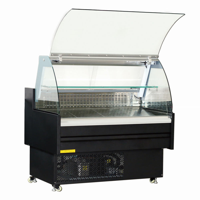 SDC48 48" Refrigerated Curved Glass Meat Deli Case with Rear Storage