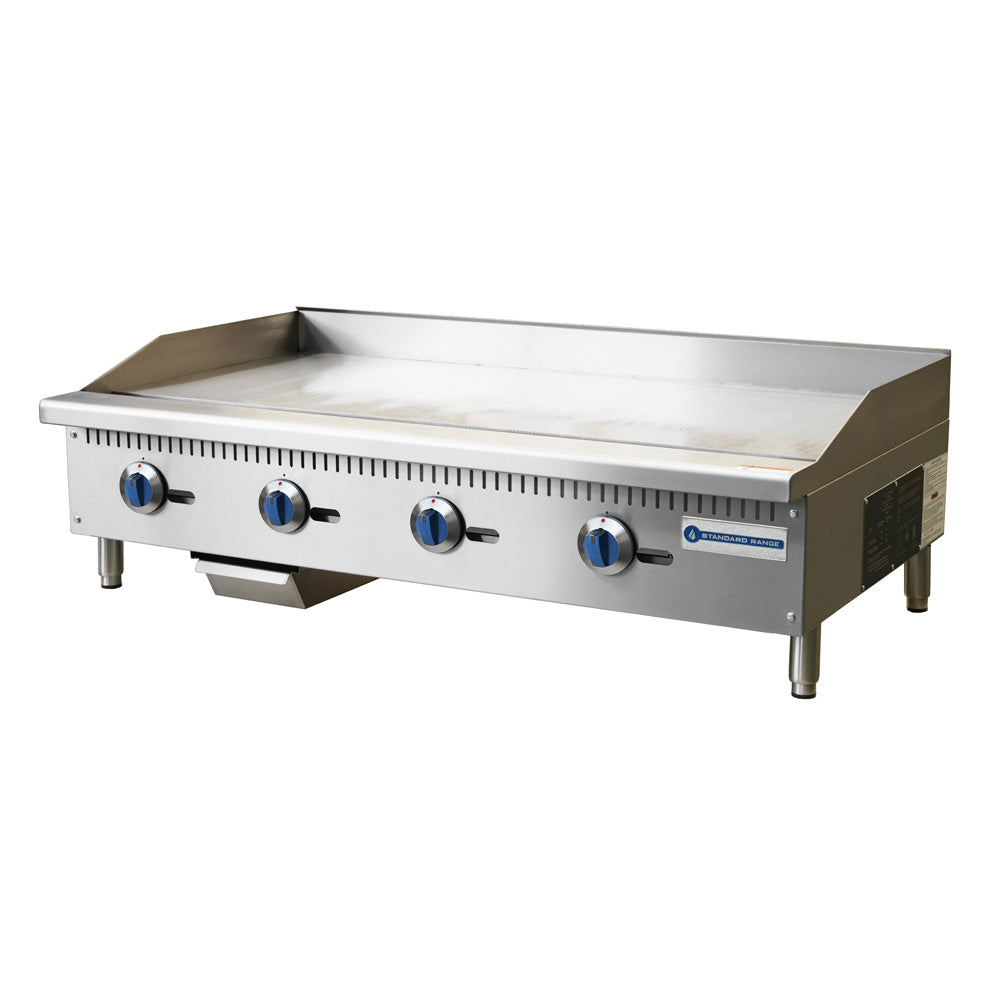 SR-G48-M 48" Commercial Countertop 4 Burner Gas Griddle with Manual Co